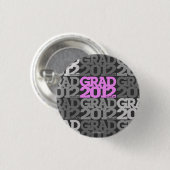 Knopf-Rosa-Schwarz-Muster der Abschlüsse-2012 Button (Vorne & Hinten)