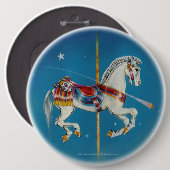 Knopf-- rot, weißes u. Blaueskarussell-Pferd Button (Vorne & Hinten)