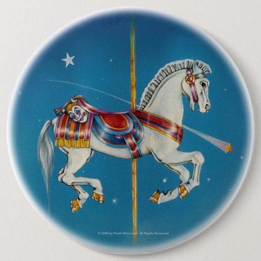 Knopf-- rot, weißes u. Blaueskarussell-Pferd Button (Vorderseite)