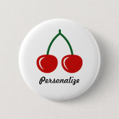Knopf Rotes Kirschen Button | PERSONALISIERTES ABZ (Vorderseite)