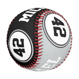 KNOPF RUNDE Streifen schwarz weiß + Ihr Text Baseball