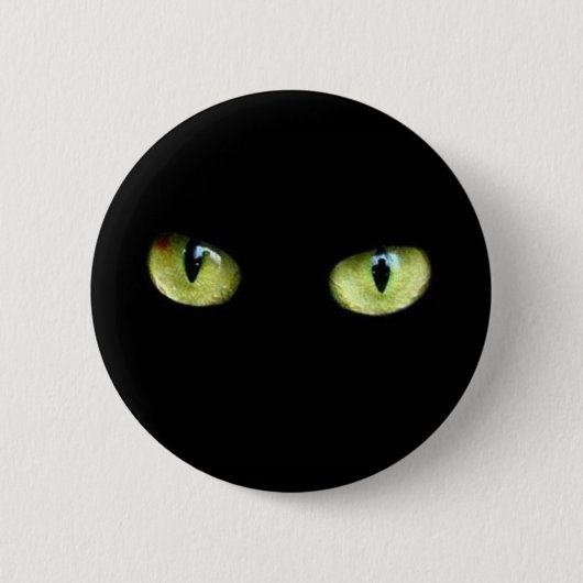 Knopf schwarze Katze grüne Augen Button (Vorderseite)