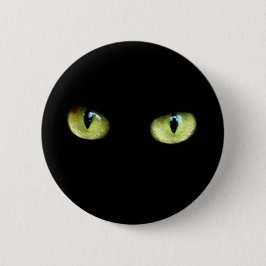 Knopf schwarze Katze grüne Augen Button