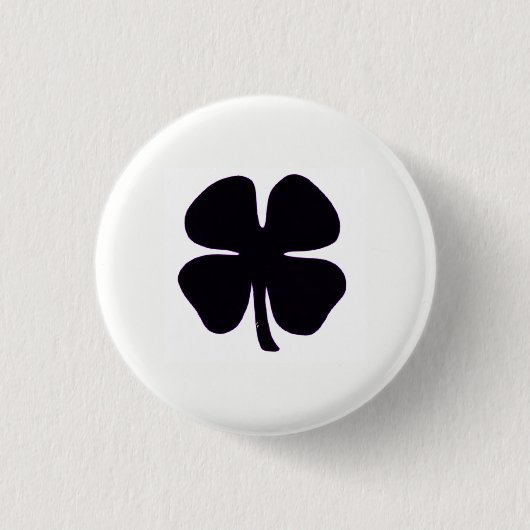 Knopf Schwarze Klee weiß Button (Vorderseite)
