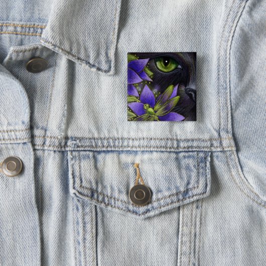 Knopf SCHWARZEN CAT u. DARAGONFLY Button (Beispiel)