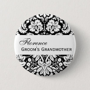 Knopf-Schwarzweiss-Damast die GROSSMUTTER des Button