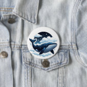 Knopf Schwimmender Wolkenwal mit Sternen Button (Beispiel)