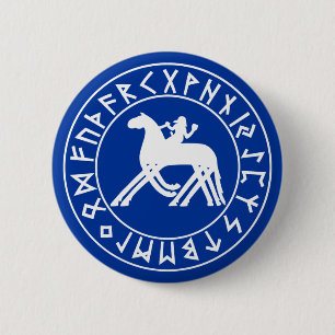 Knopf Sleipnir Schild auf Schwarzem Button