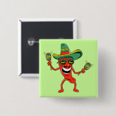Knopf Tanzen-Pfeffer Cinco Des Mayo Button (Vorne & Hinten)