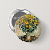 Knopf, Topinambur-Blumen Claudes Monet Button (Vorne & Hinten)