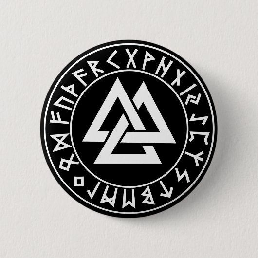 Knopf Tri Dreieck Rune-Schild auf Schwarzem Button (Vorderseite)
