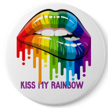 Knopf "Vintag Kiss My Rainbow Lips"