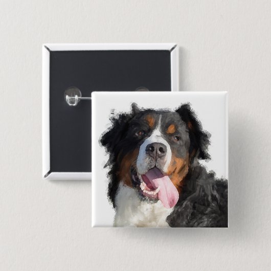 Knopf Wasserfarbe Berner Hund Button (Vorne & Hinten)
