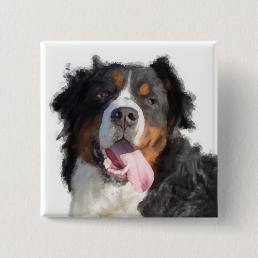 Knopf Wasserfarbe Berner Hund Button (Vorderseite)
