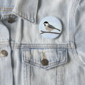 Knopf Wasserfarbe Schwarz gekappte Chickadee Button (Beispiel)