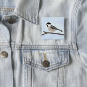 Knopf Wasserfarbe Schwarz gekappte Chickadee Button (Beispiel)