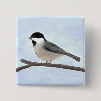 Knopf Wasserfarbe Schwarz gekappte Chickadee Button
