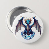 Knopfdrache schlüpft aus kristallinem Ei Button (Vorne & Hinten)