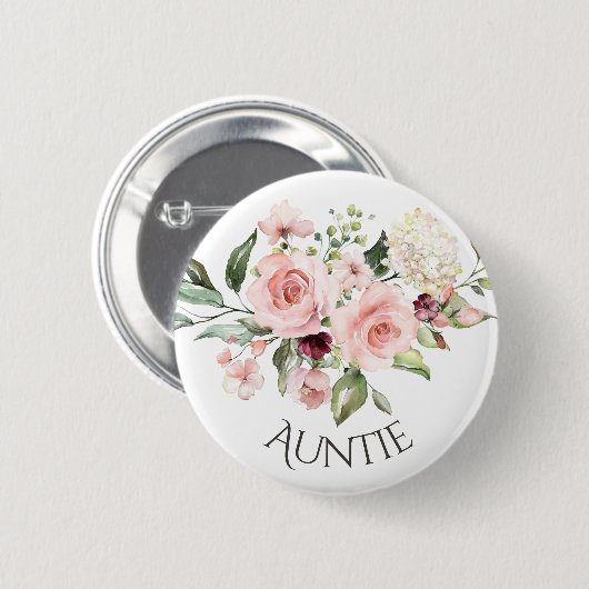 Knopfdruck Roses Baby Showknopf Knopfdruck Button (Vorne & Hinten)