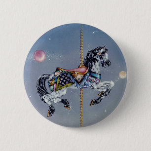 Knöpfe, Buttone - graues Stuten-Karussell-Pferd Button