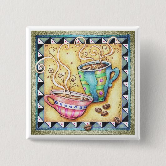 KNÖPFE - COOLE BOHNEN! KAFFEE-KUNST BUTTON (Vorderseite)