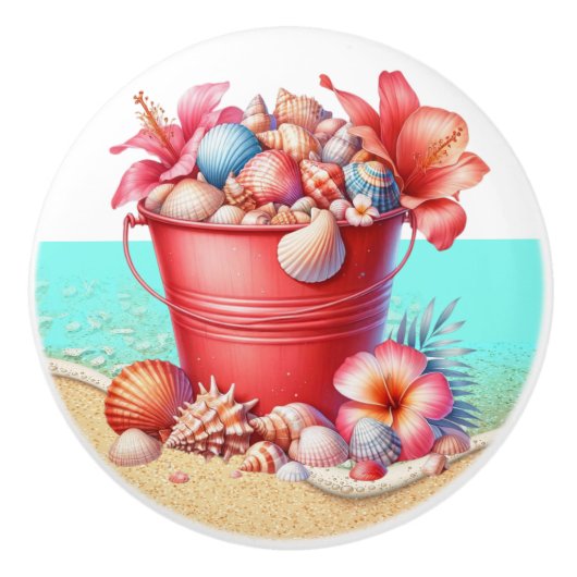 Knöpfe für die Muschel am Strand - SRF Keramikknauf (Vorderseite)