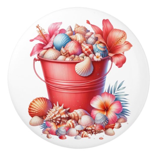 Knöpfe für die Muschel am Strand - SRF Keramikknauf (Vorderseite)