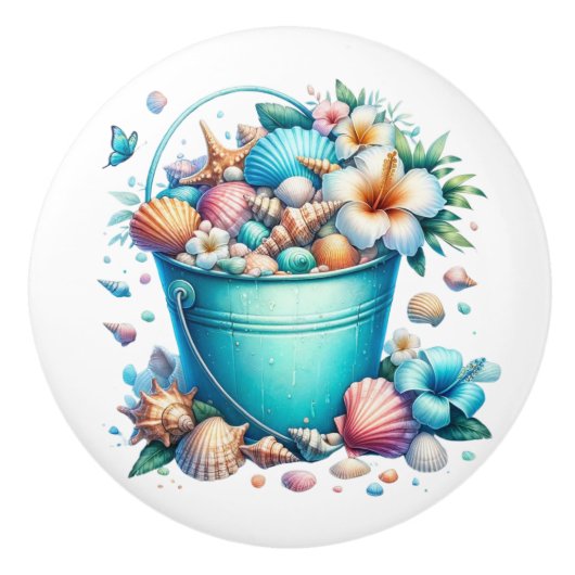 Knöpfe für die Muschel am Strand - SRF Keramikknauf (Vorderseite)