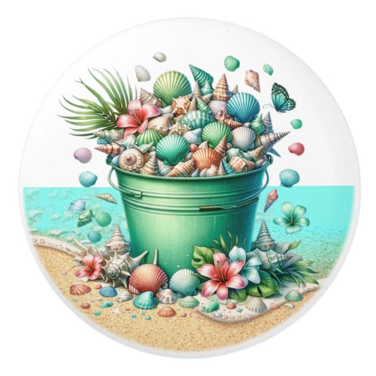 Knöpfe für die Muschel am Strand - SRF Keramikknauf (Vorderseite)