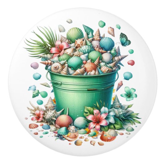 Knöpfe für die Muschel am Strand - SRF Keramikknauf (Vorderseite)