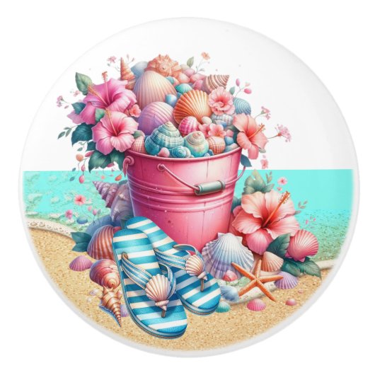 Knöpfe für die Muschel am Strand - SRF Keramikknauf (Vorderseite)