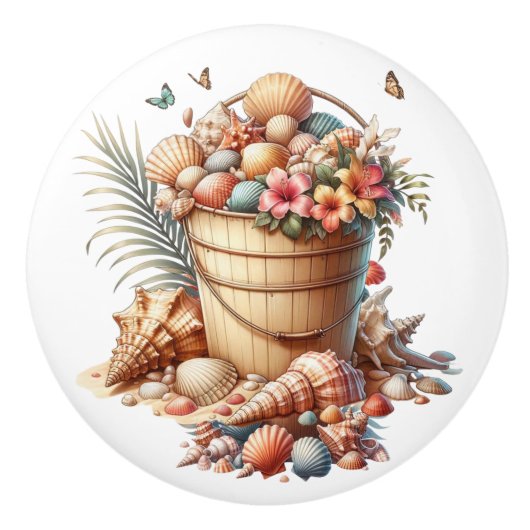 Knöpfe für die Muschel am Strand - SRF Keramikknauf (Vorderseite)