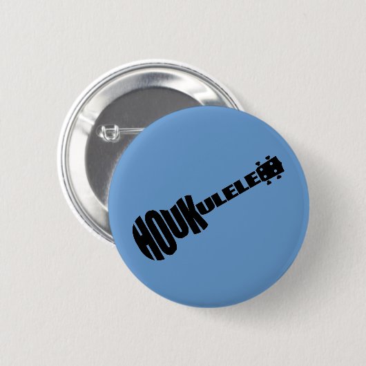 Knöpfe - Houkulele Logo - blaue Runde Button (Vorne & Hinten)