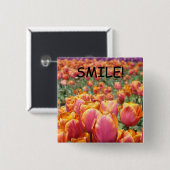 Knöpfe Tulip Blume Pink Orange Tulips Button (Vorne & Hinten)