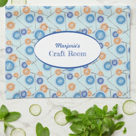 Knöpfe und Nähnadeln Personalisiert Küchentuch (Gefaltet)