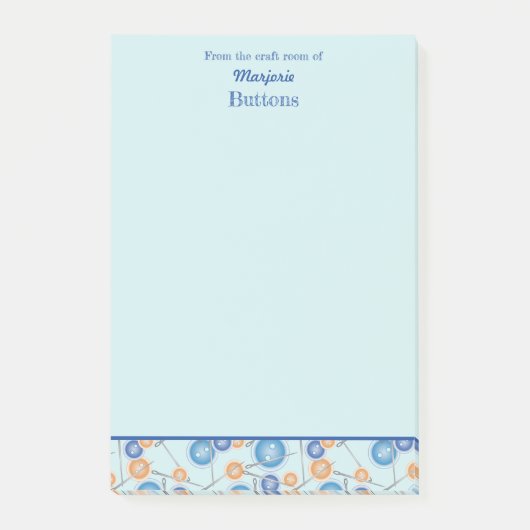 Knöpfe und Nähnadeln Personalisiert Post-it Klebezettel (Vorderseite)