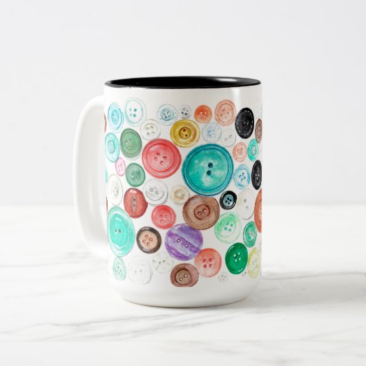 Knöpfe! Zweifarbige Tasse (Vorderseite Links)