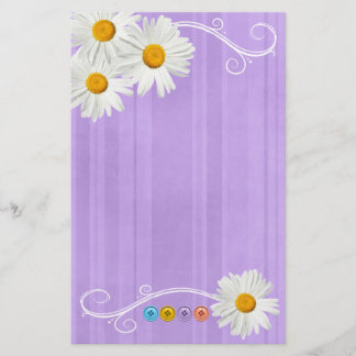 Knöpfen Sie Gänseblümchen lila Briefpapier