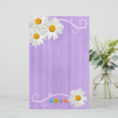 Knöpfen Sie Gänseblümchen lila Briefpapier (Stehend Vorderseite)