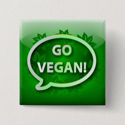 Knöpfen Sie Ikonengrün GEHEN VEGAN Button (Vorderseite)