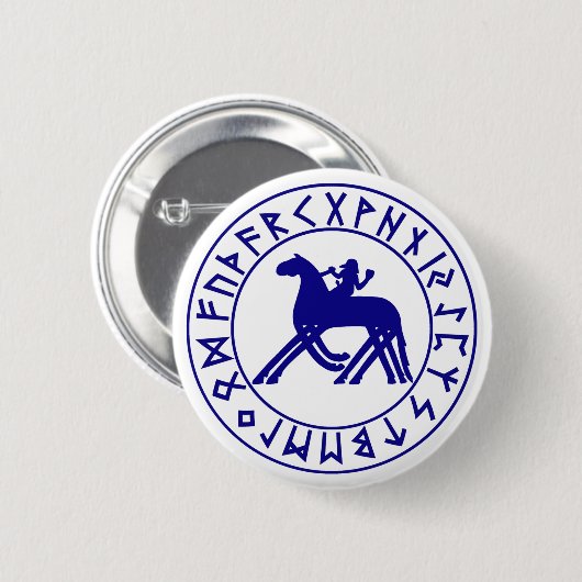 knöpfen Sie Sleipnir Schild blau Button (Vorne & Hinten)