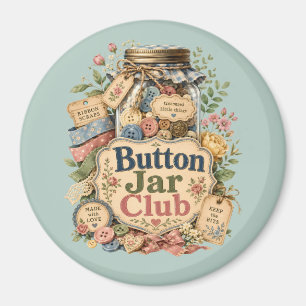 Knopfglas Club Cottagecore Nähen Collage Magnet