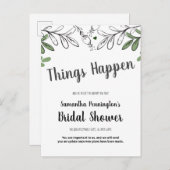 Knorpelweine und Blume aus Brautparty Einladungspostkarte (Vorne/Hinten)