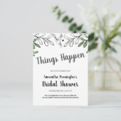 Knorpelweine und Blume aus Brautparty Einladungspostkarte (Stehend Vorderseite)