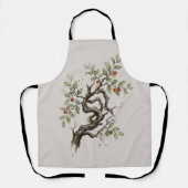 Knorriger Baum & Rote Früchte Aquarell Schürze (Vorderseite)