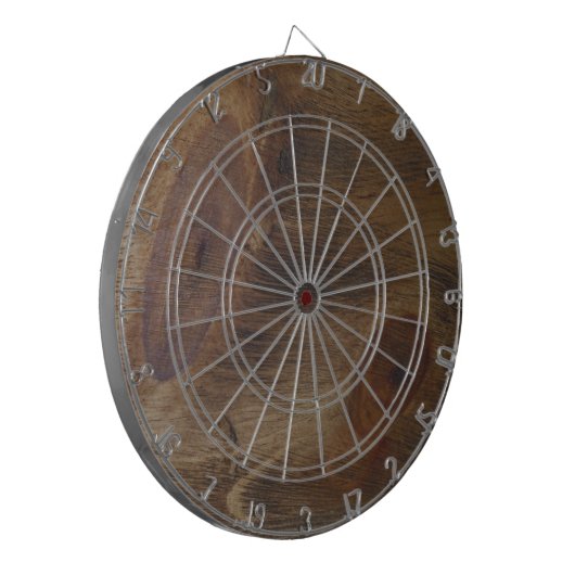 Knorriger rustikaler hölzerner Blick-Hintergrund Dartscheibe (Vorderseite Links)