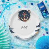 Knot Boat Ship Navy Blue Nautical Brautparty Pappteller (Party)