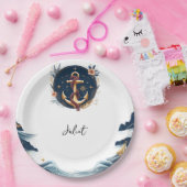 Knot Boat Ship Navy Blue Nautical Brautparty Pappteller (Party)