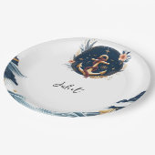 Knot Boat Ship Navy Blue Nautical Brautparty Pappteller (Schrägansicht)