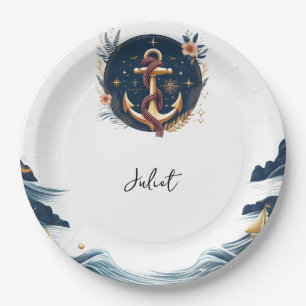 Knot Boat Ship Navy Blue Nautical Brautparty Pappteller